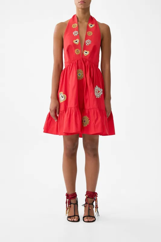 RUFFLE HEM HALTER SHORT DRESS NAZAR NIRVANA sold by Camilla