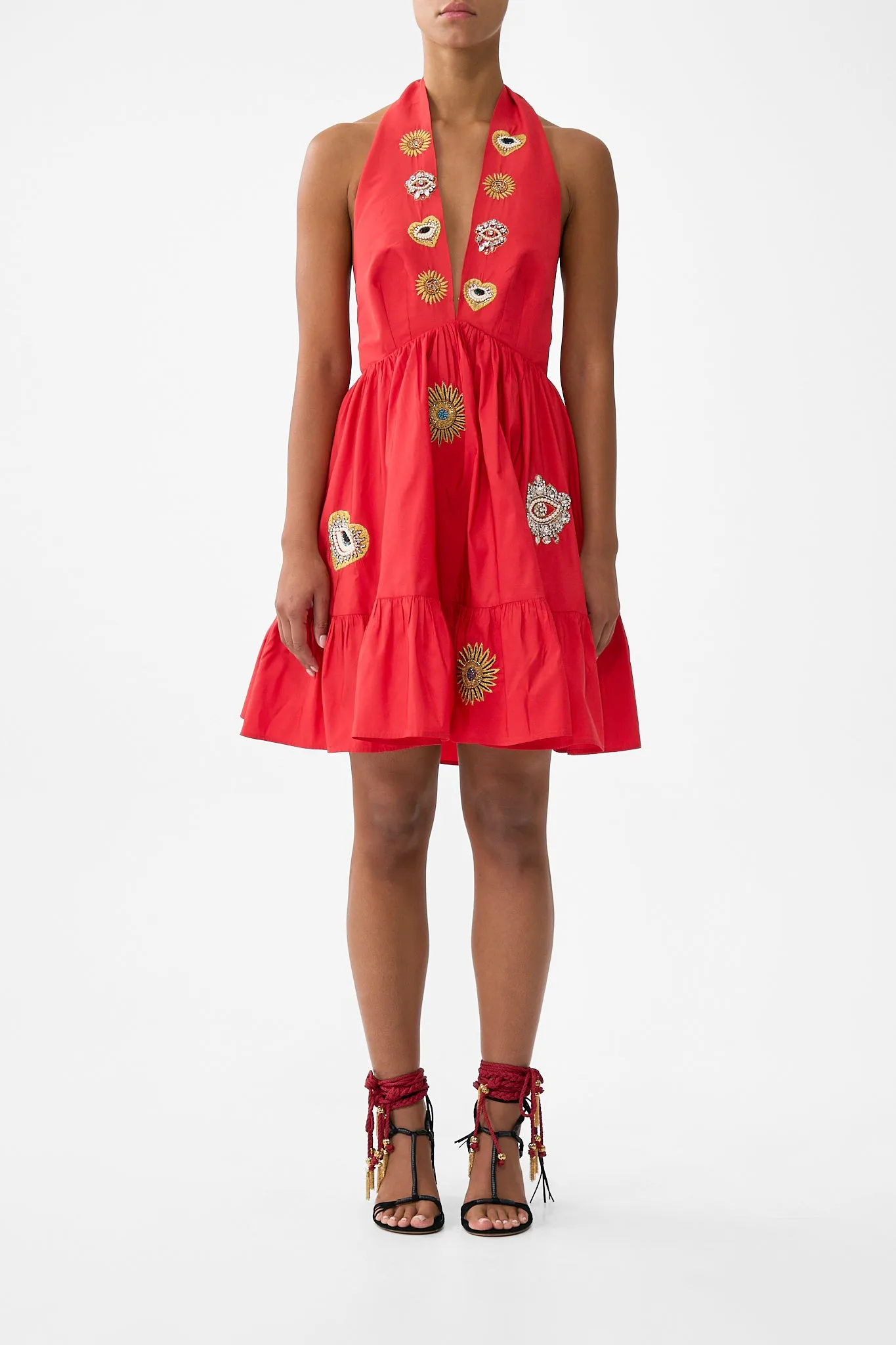 RUFFLE HEM HALTER SHORT DRESS NAZAR NIRVANA sold by Camilla