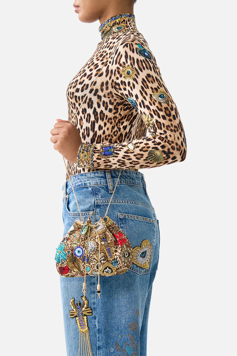 DRAWSTRING POUCH BAG WITH CHAIN STRAP NAZAR NIRVANA sold by Camilla product image thumbnail 5