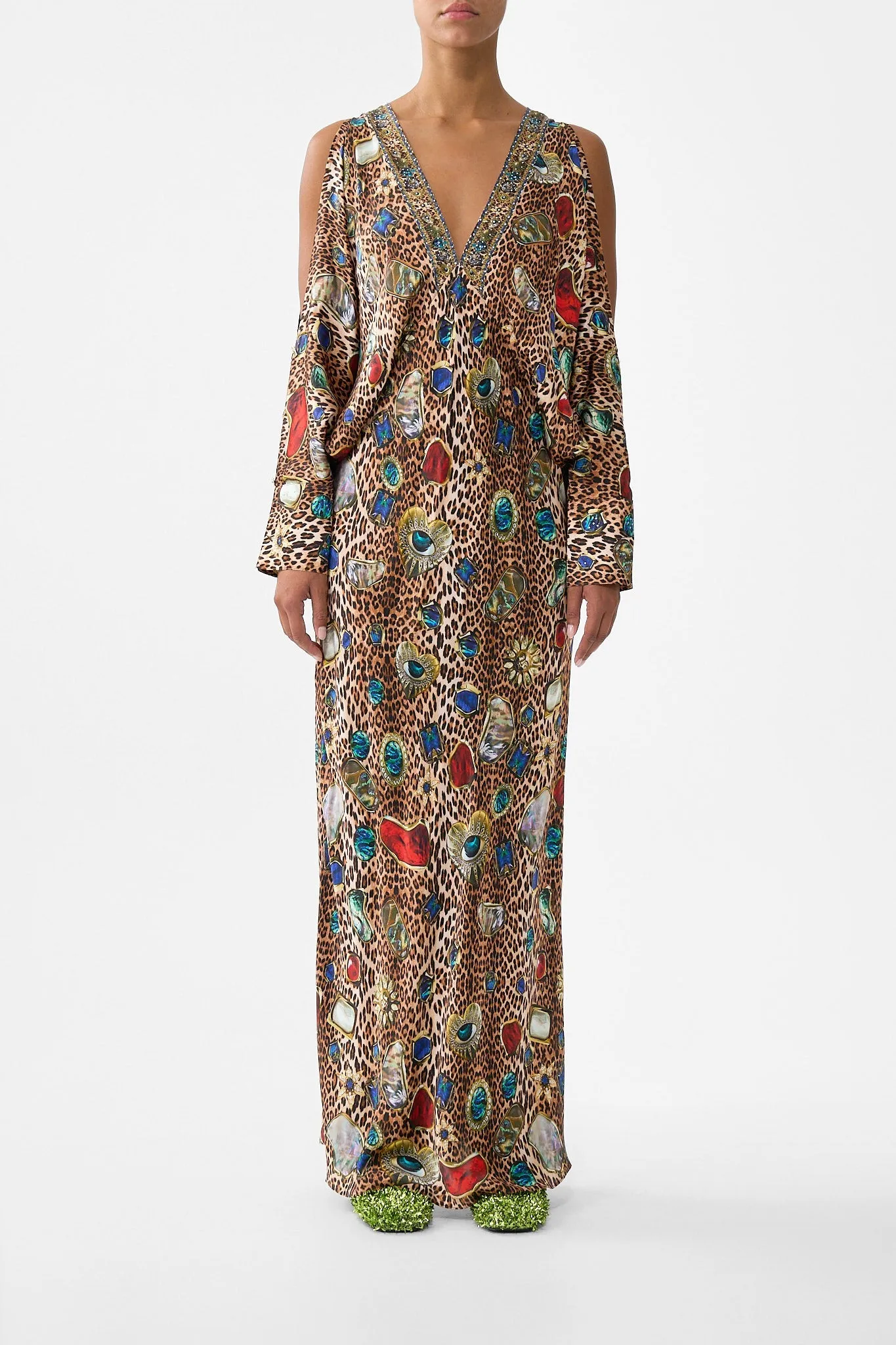 PLUNGE NECK DRAPED SHOULDER DRESS NAZAR NIRVANA sold by Camilla