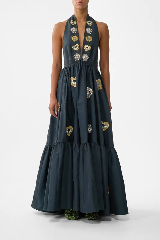 RUFFLE HEM HALTER DRESS AMULETS AND ALCHEMY sold by Camilla