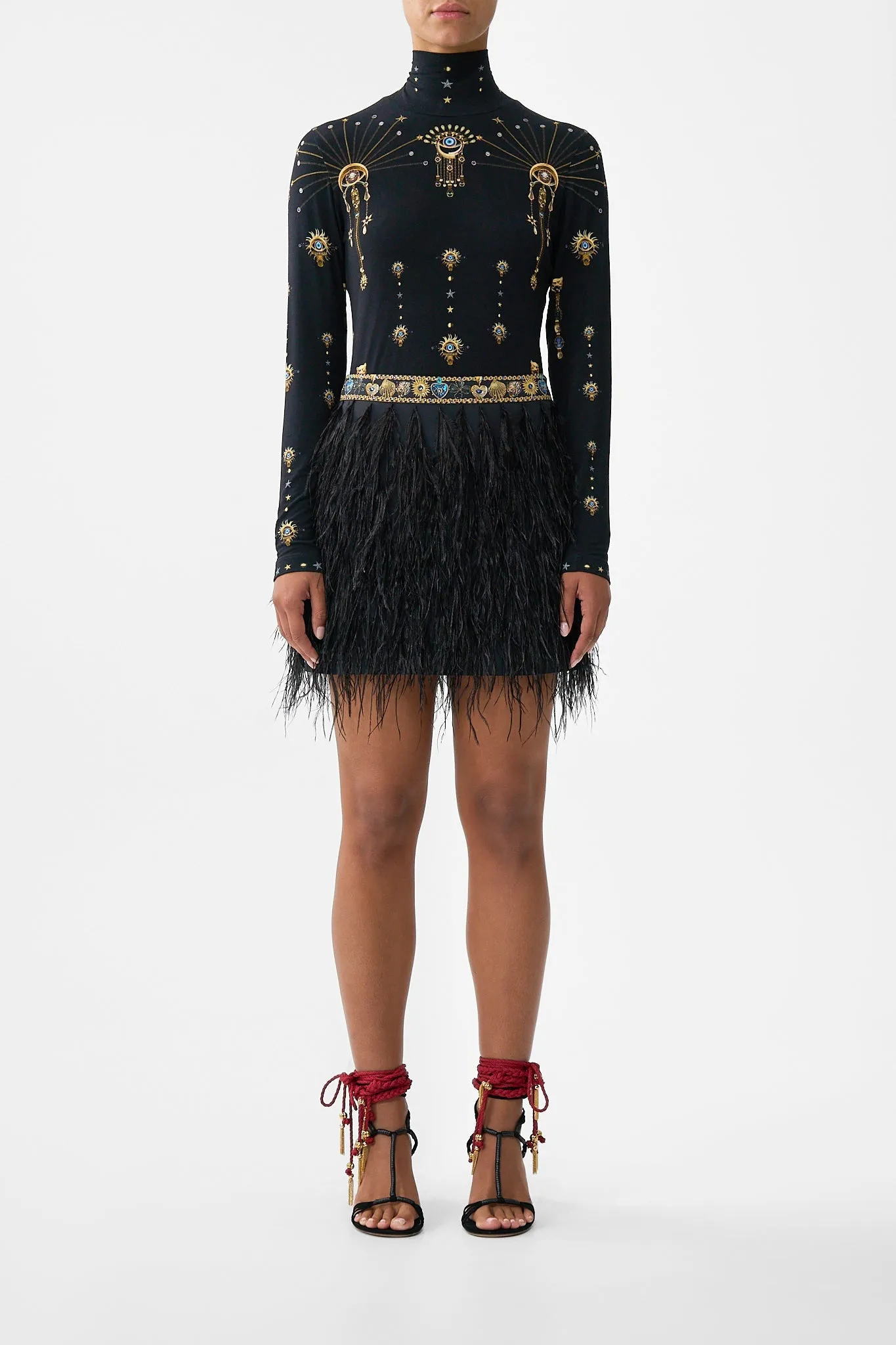 FEATHER MINI SKIRT AMULETS AND ALCHEMY sold by Camilla