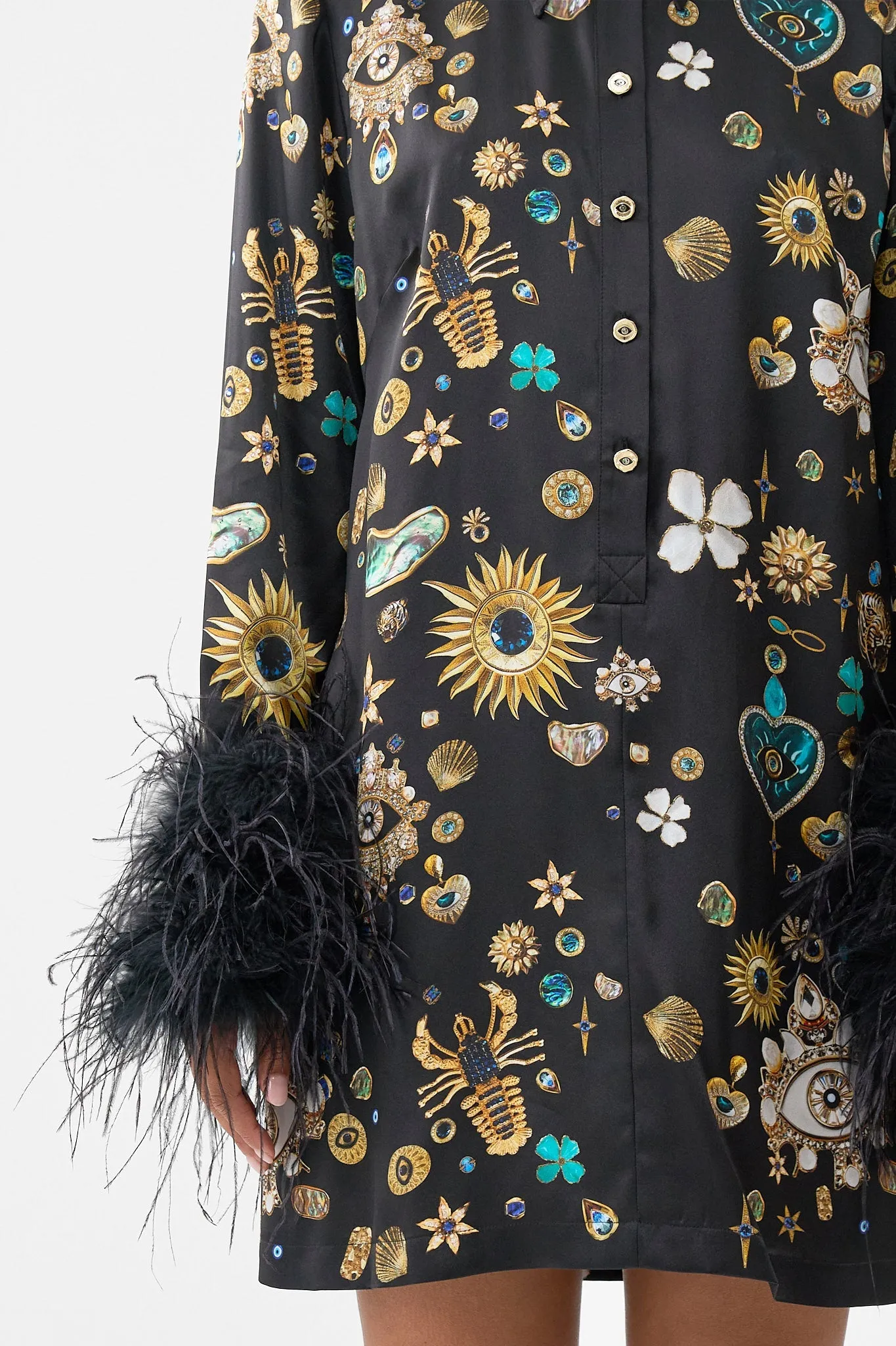 MINI SHIRT DRESS WITH FEATHERS AMULETS AND ALCHEMY sold by Camilla product image thumbnail 5