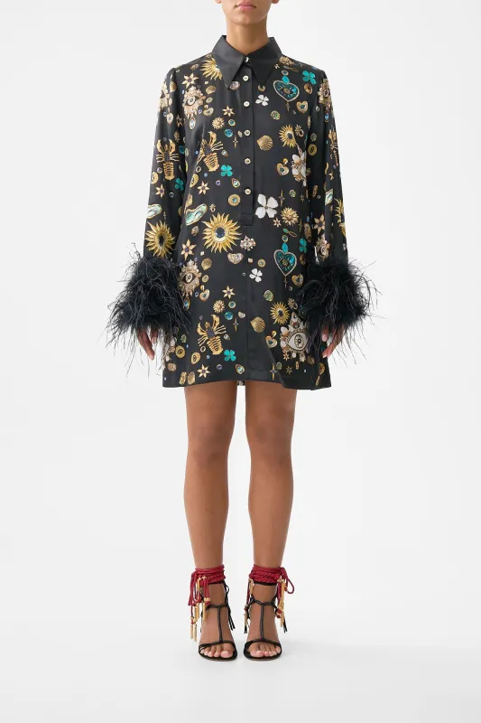 MINI SHIRT DRESS WITH FEATHERS AMULETS AND ALCHEMY sold by Camilla