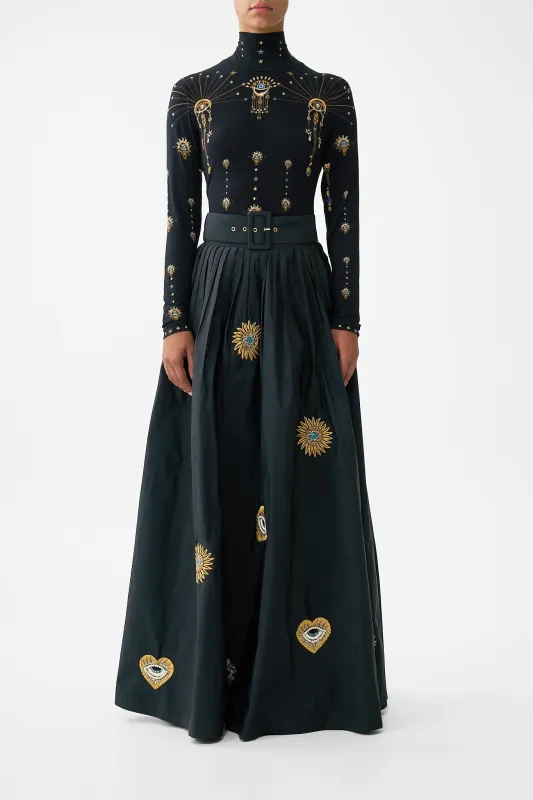BELTED TAFFETA MAXI SKIRT AMULETS AND ALCHEMY sold by Camilla