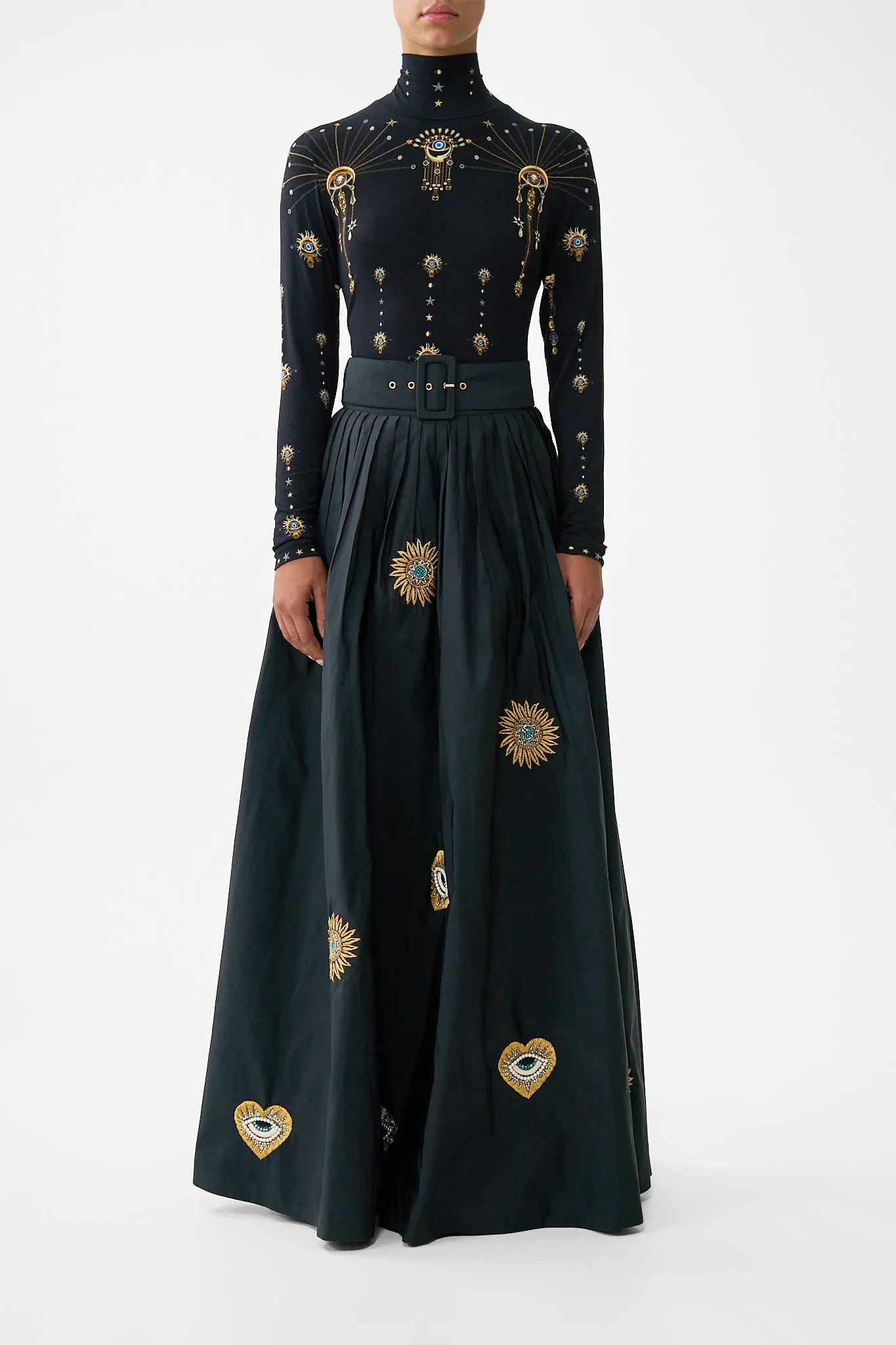 BELTED TAFFETA MAXI SKIRT AMULETS AND ALCHEMY sold by Camilla
