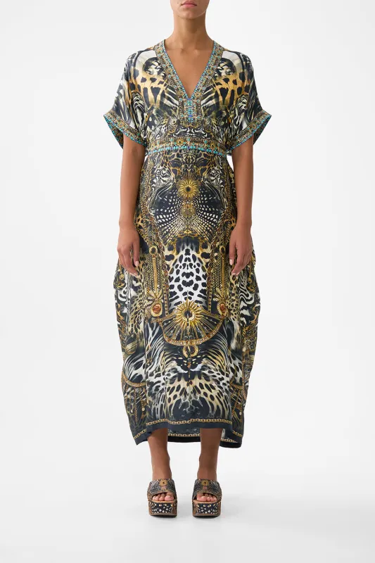 SHORT SLEEVE KAFTAN WITH TIE WAIST FELINE FOLKLORE sold by Camilla