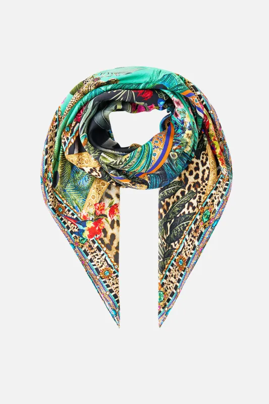 LARGE CRYSTALLED SILK SQUARE SCARF ANIMAL ALCHEMY sold by Camilla