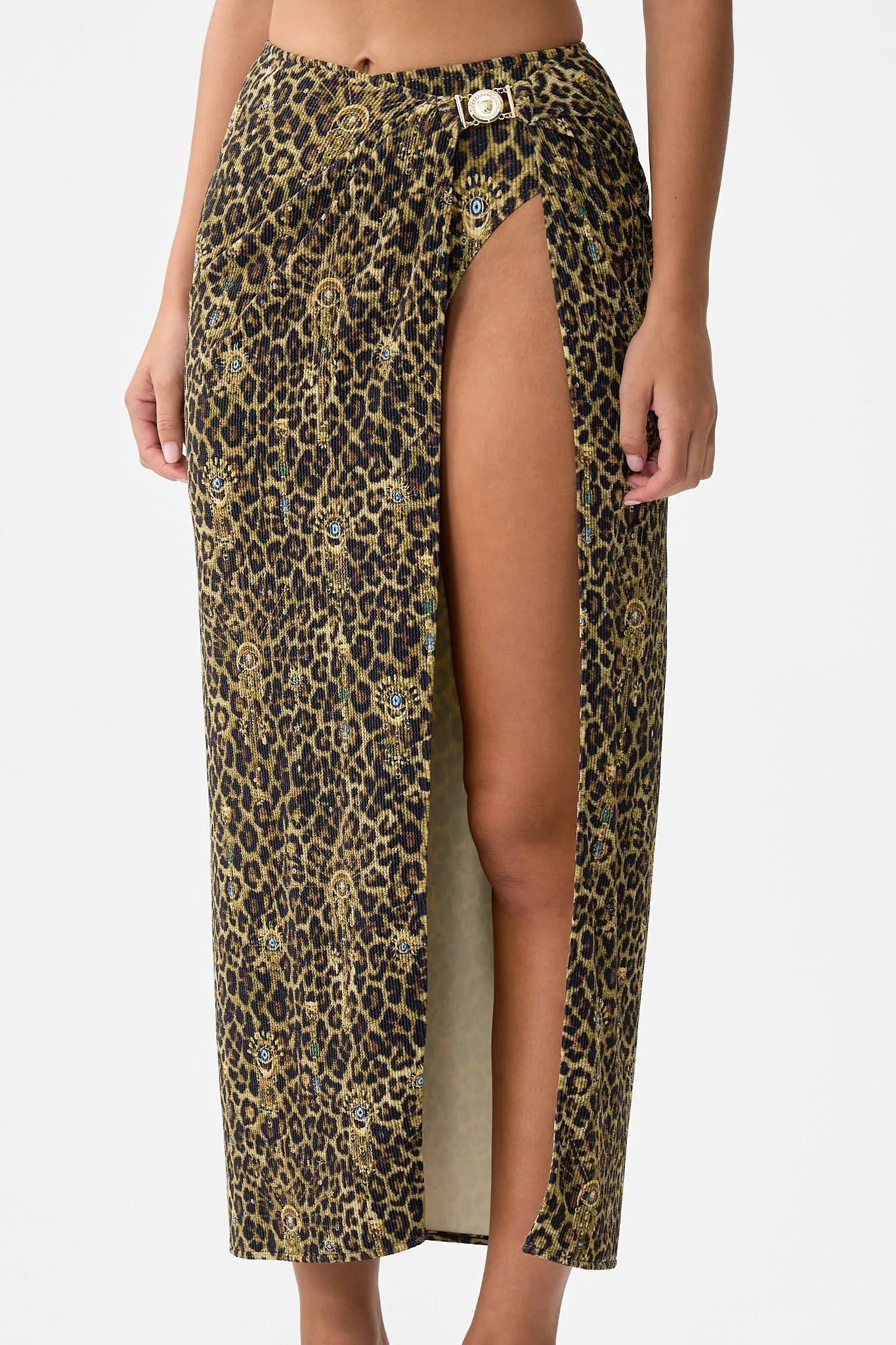 CRINKLE STRETCH LONG SARONG WITH TRIM AND LEG SPLIT FELINE FOLKLORE sold by Camilla product image thumbnail 5