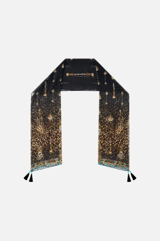 LONG SILK CRINKLE CHIFFON SCARF FELINE FOLKLORE sold by Camilla