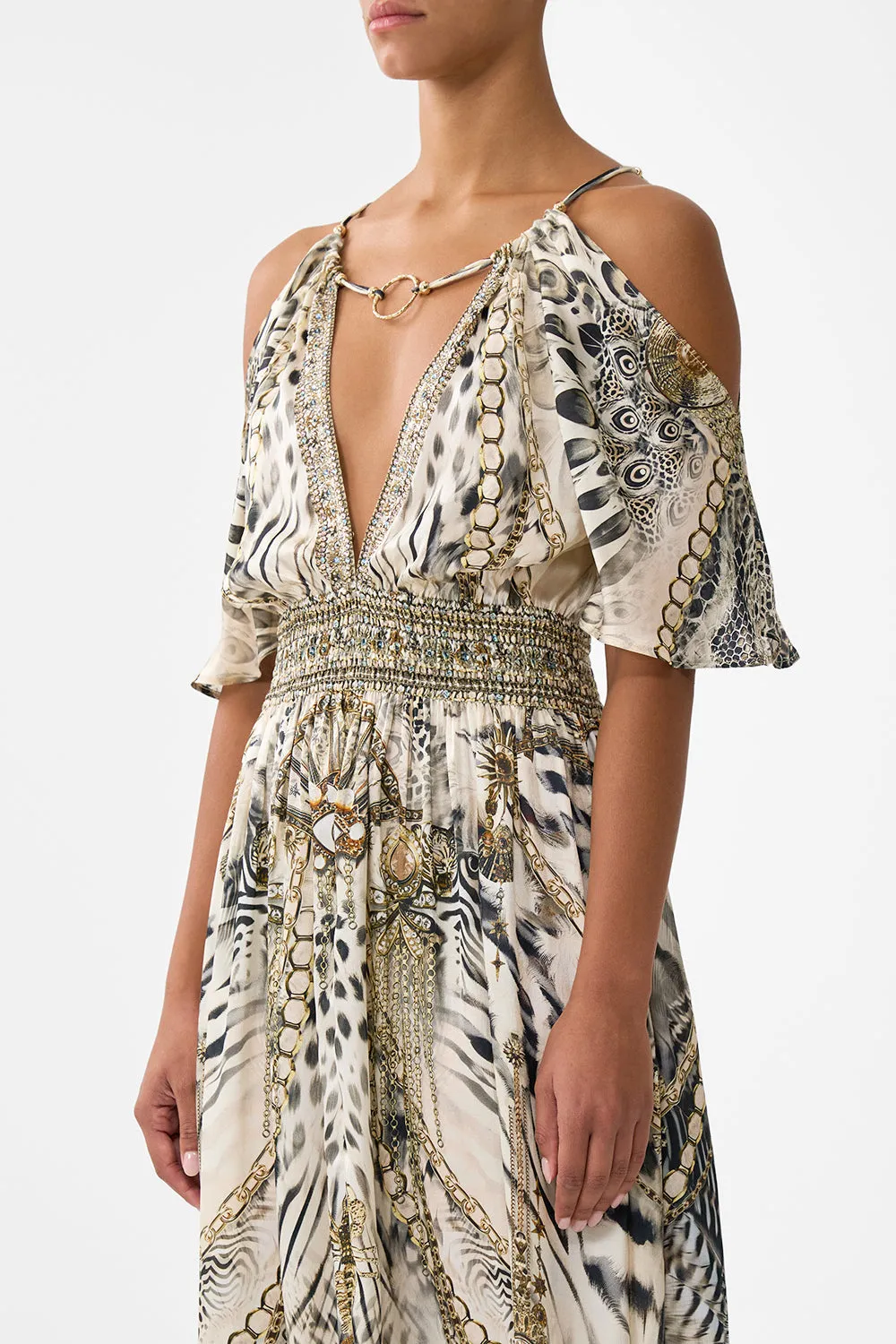 NECK CHARM SHIRRED WAIST LONG DRESS LADY LIONHEART sold by Camilla product image thumbnail 5