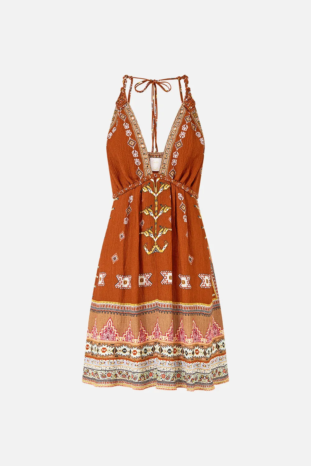 SHORT FLARED DRESS WITH MACRAME DETAIL FABRIC OF TIME sold by Camilla product image thumbnail 3