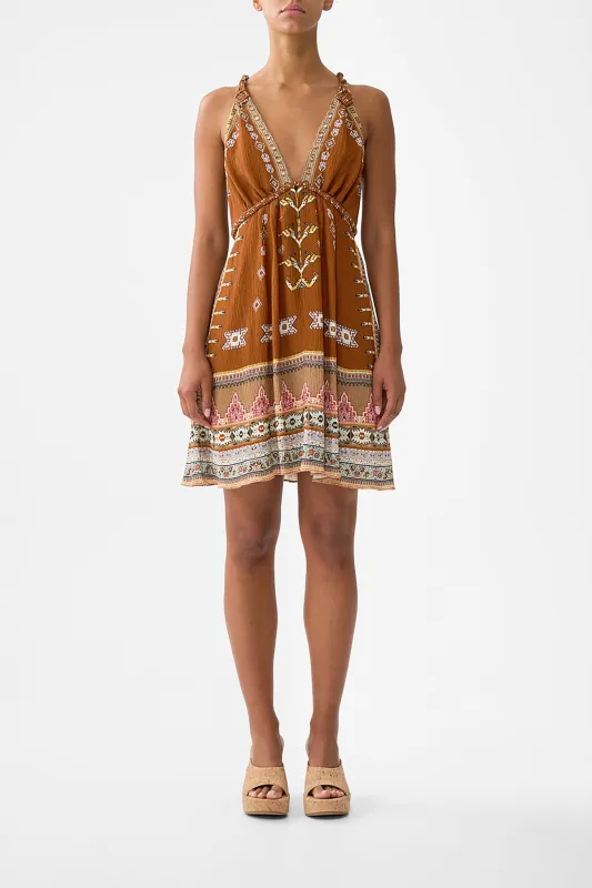 SHORT FLARED DRESS WITH MACRAME DETAIL FABRIC OF TIME sold by Camilla