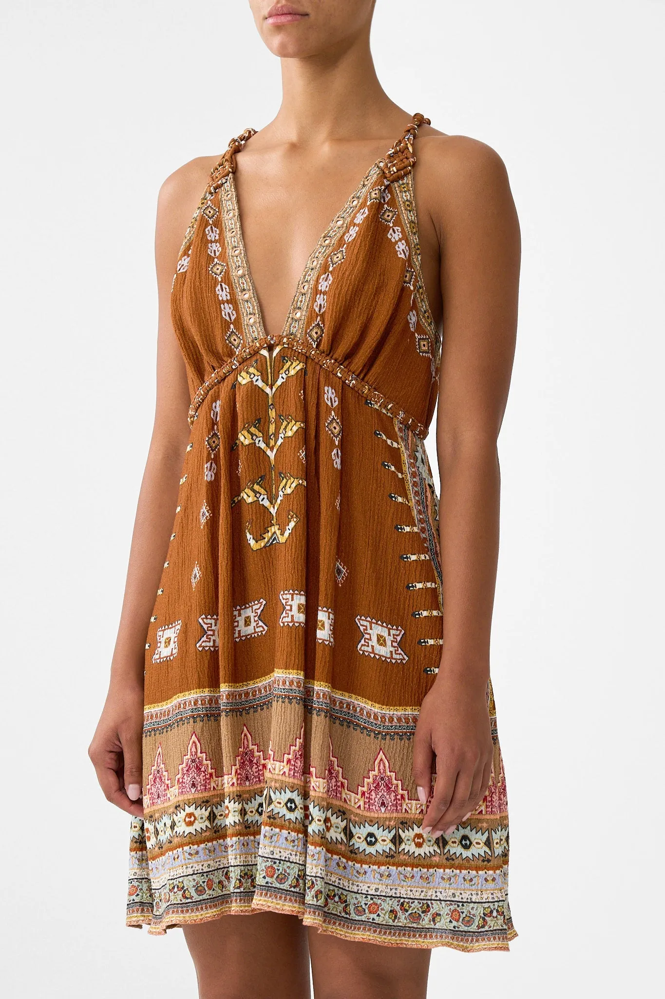 SHORT FLARED DRESS WITH MACRAME DETAIL FABRIC OF TIME sold by Camilla product image thumbnail 5