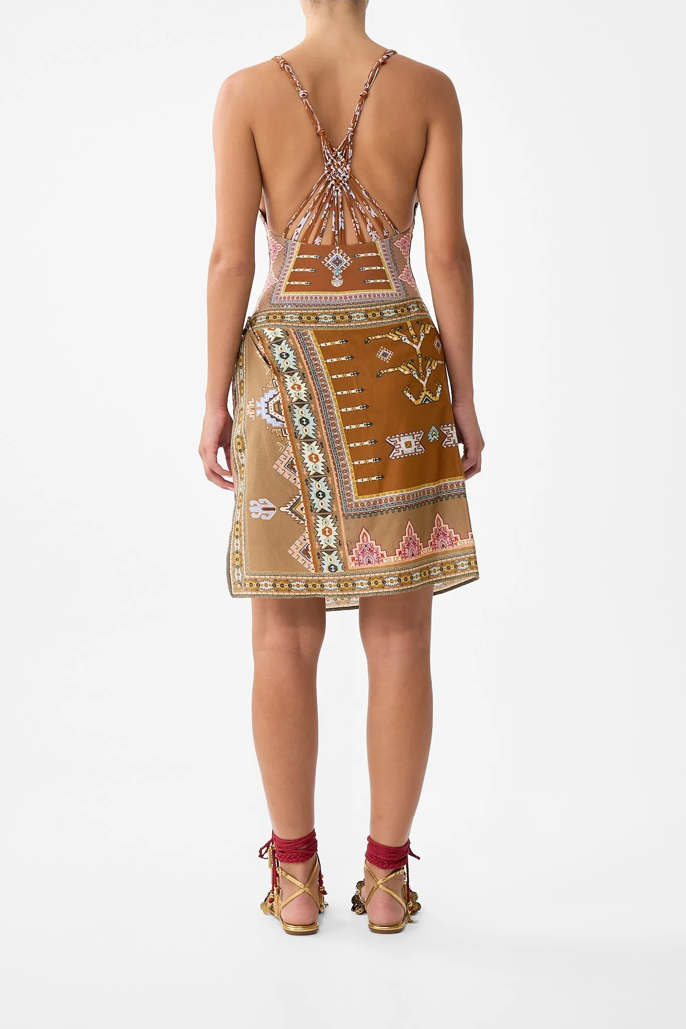 WOVEN SHORT SARONG WITH MACRAME TIE WAIST FABRIC OF TIME sold by Camilla product image thumbnail 2