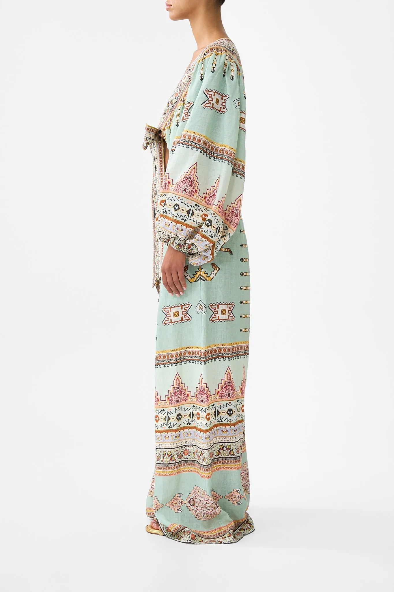 CROPPED BLOUSON SLEEVE TIE FRONT TOP LEGEND HAS IT sold by Camilla product image thumbnail 3