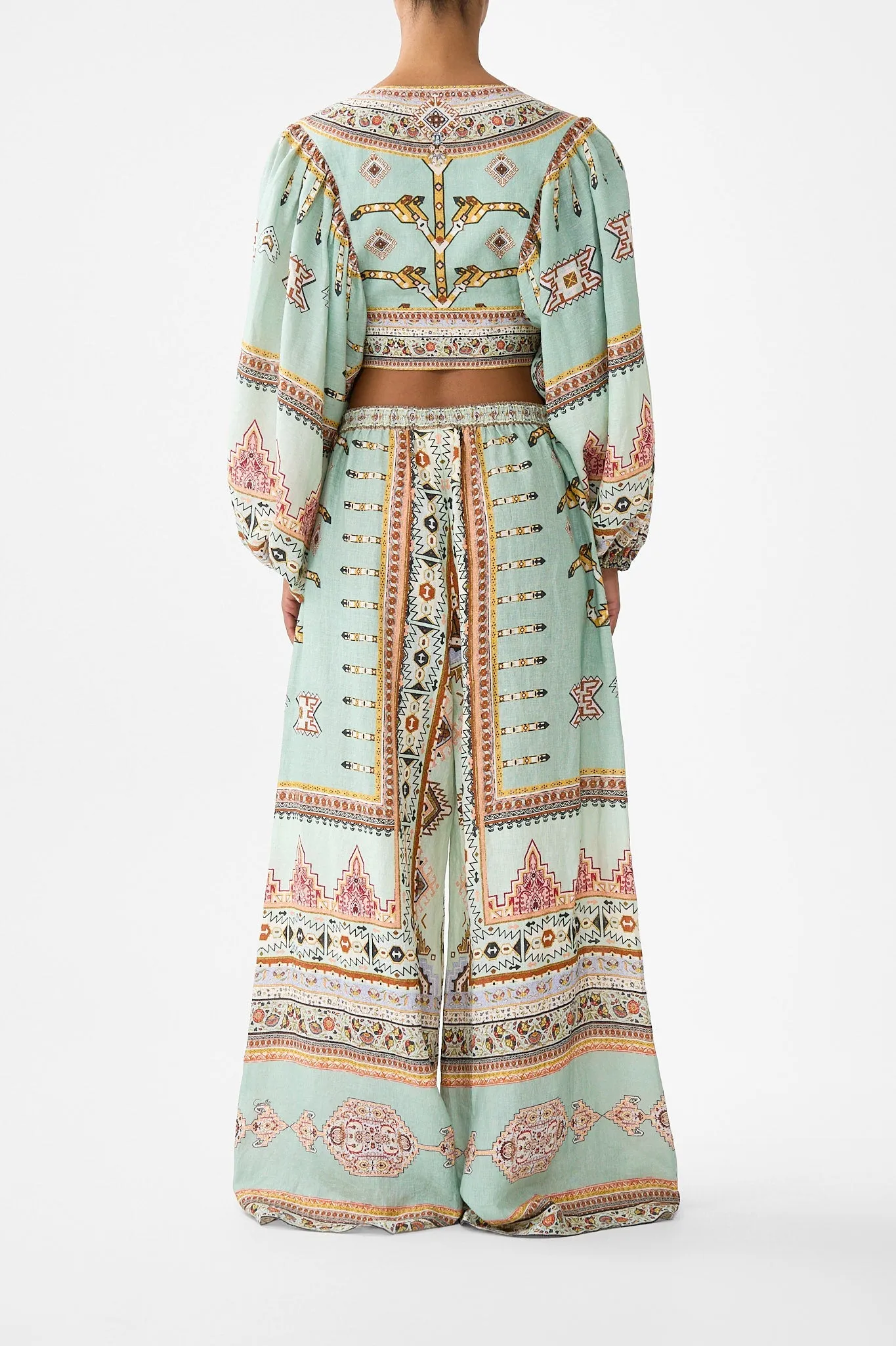 CROPPED BLOUSON SLEEVE TIE FRONT TOP LEGEND HAS IT sold by Camilla product image thumbnail 2