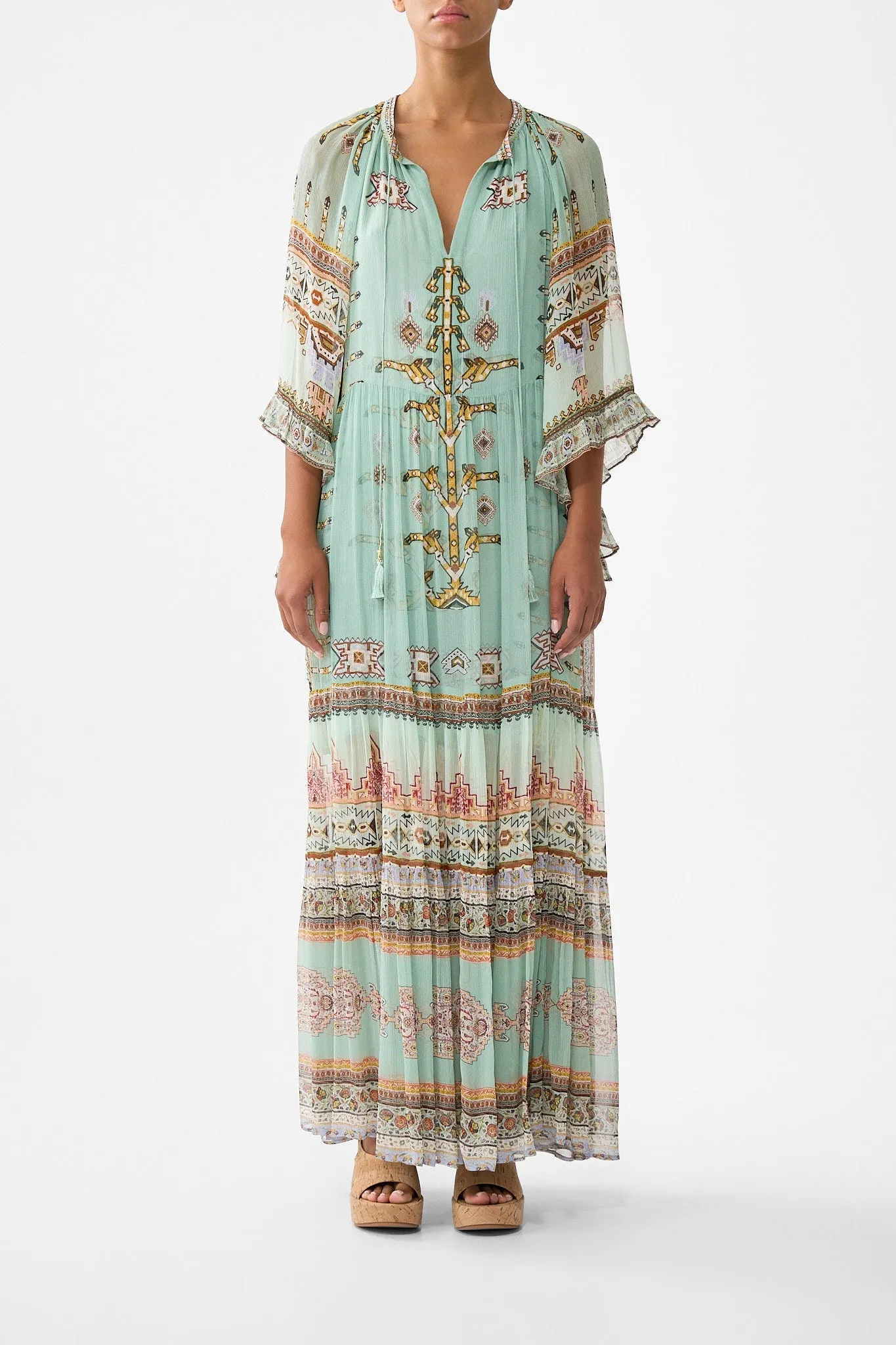 WIDE SLEEVE GATHERED DRESS LEGEND HAS IT sold by Camilla