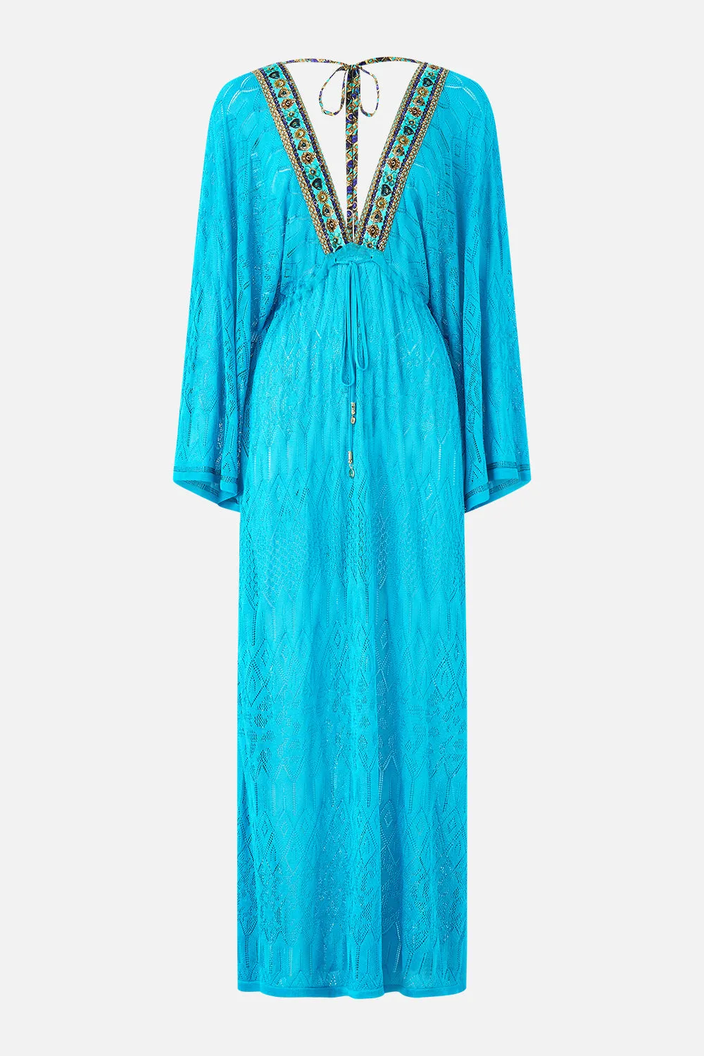 KNIT KAFTAN WITH SILK NECKLINE TOTEMS AND TREASURES sold by Camilla