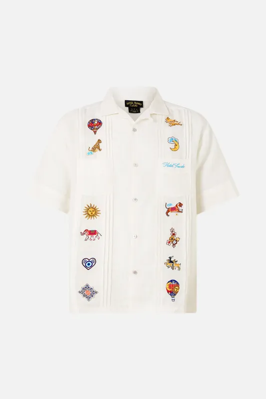 EMBROIDERED SHORT SLEEVE PLEATED CUBAN SHIRT KAPADOKYA KITSCH sold by Camilla