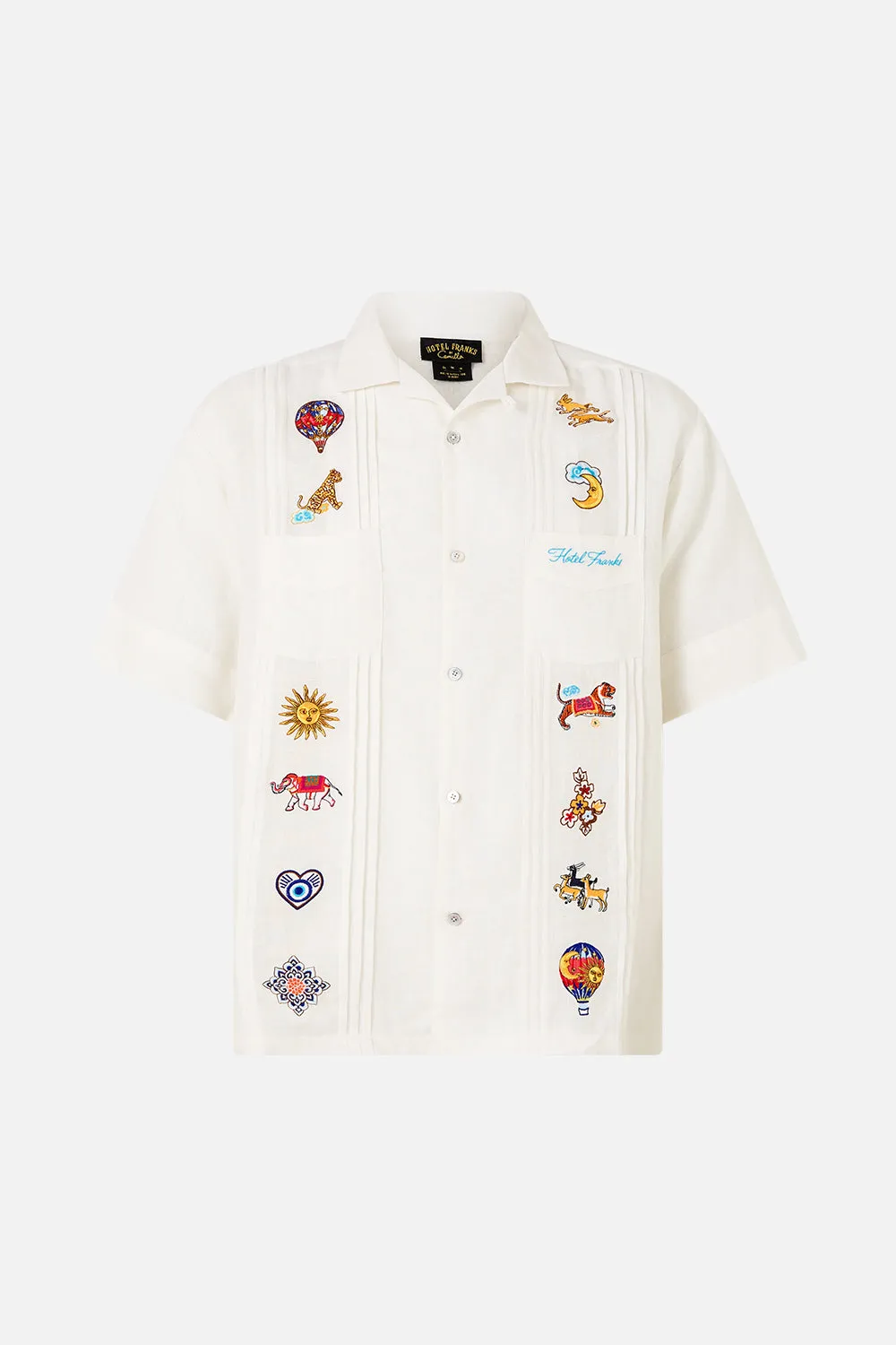 EMBROIDERED SHORT SLEEVE PLEATED CUBAN SHIRT KAPADOKYA KITSCH sold by Camilla