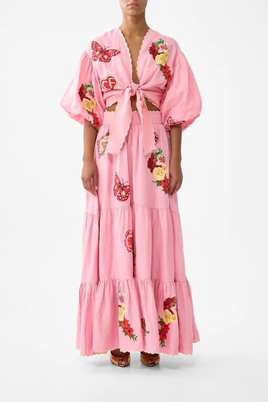 TIE FRONT PUFF SLEEVE TOP COLLAGE KINGDOM sold by Camilla