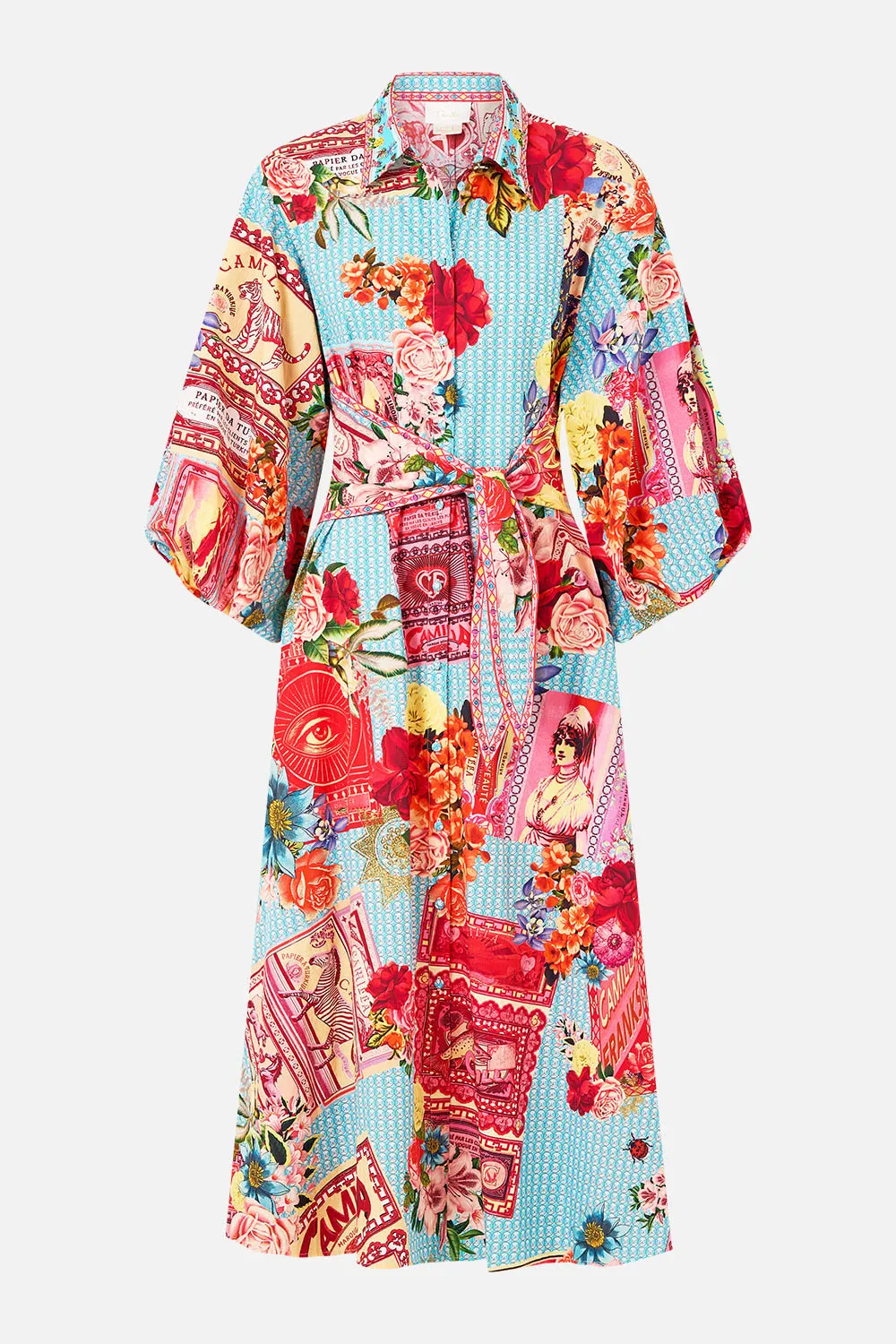WAIST TIE SHIRT DRESS WITH BUBBLE SLEEVE PAPERS AND CURIOUS CAPERS sold by Camilla product image thumbnail 3