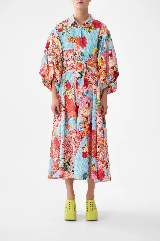 WAIST TIE SHIRT DRESS WITH BUBBLE SLEEVE PAPERS AND CURIOUS CAPERS sold by Camilla
