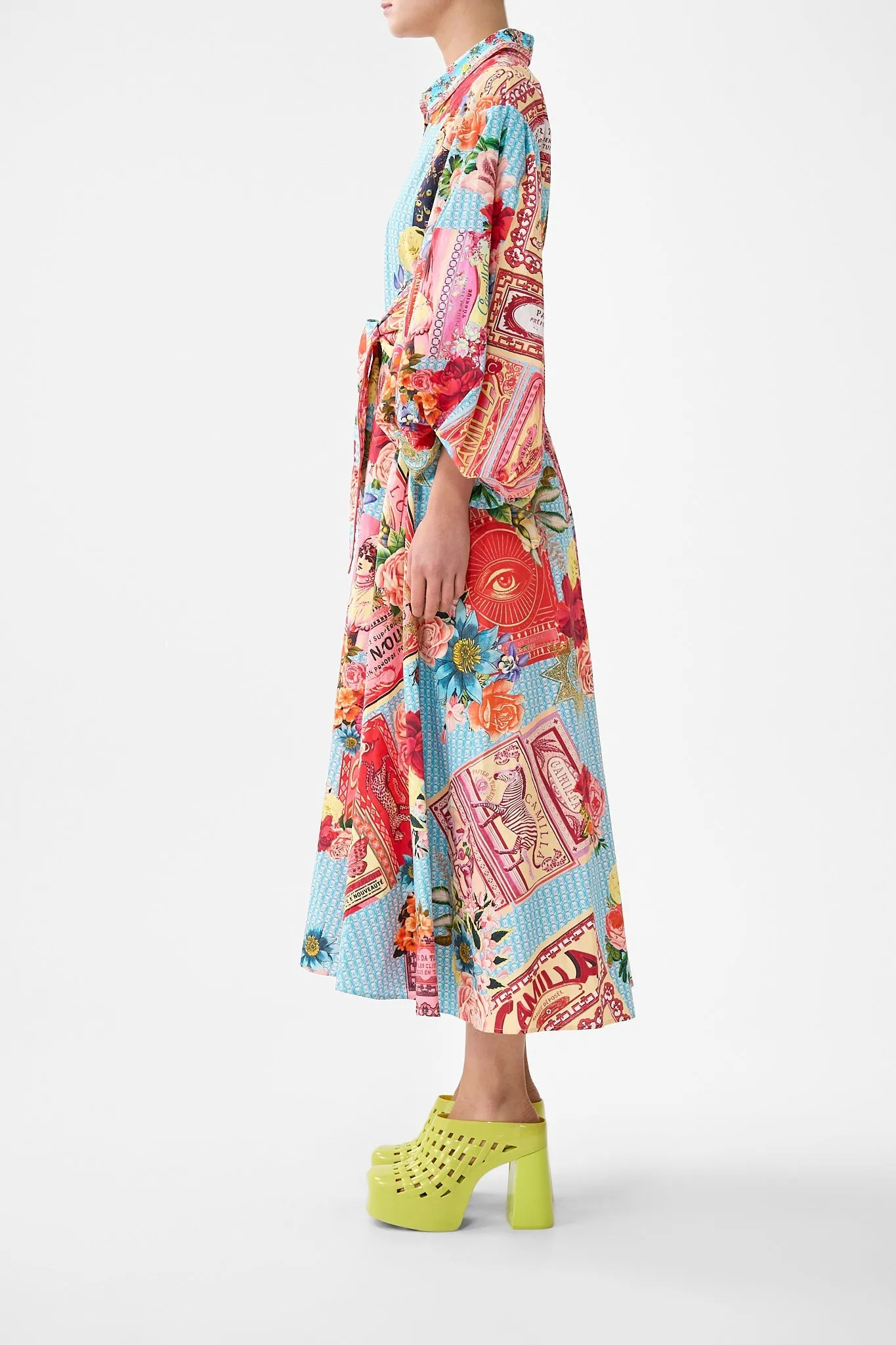 WAIST TIE SHIRT DRESS WITH BUBBLE SLEEVE PAPERS AND CURIOUS CAPERS sold by Camilla product image thumbnail 4