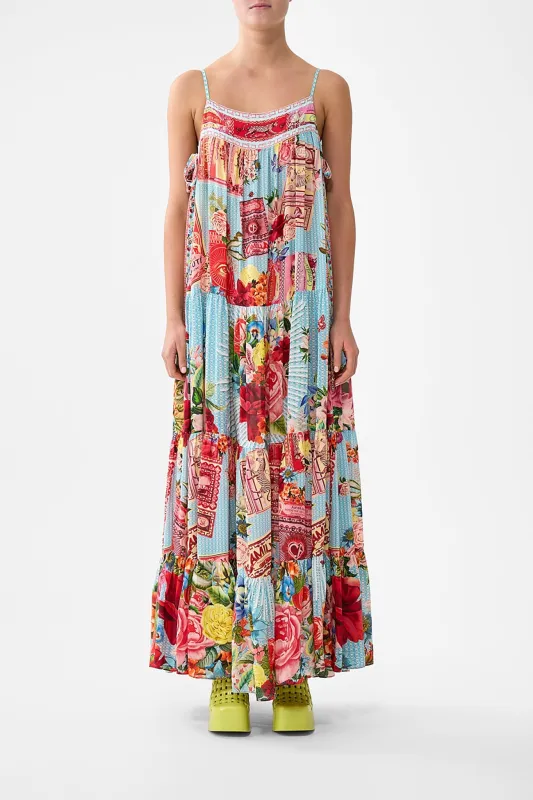 LONG TIERED DRESS WITH BOW TIES PAPERS AND CURIOUS CAPERS sold by Camilla