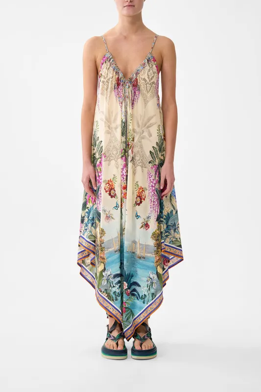 DRAPED JUMPSUIT WITH STRAPS BODRUM BOTANICALS sold by Camilla