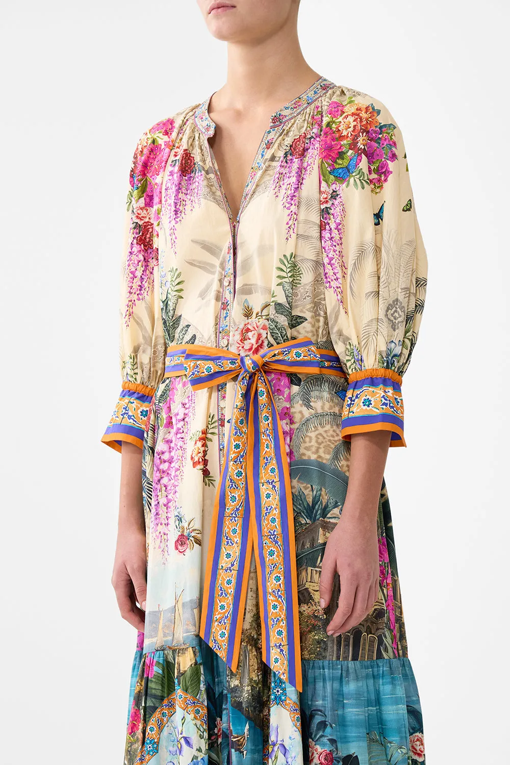 TIERED SHIRT DRESS WITH SHORT SLEEVE BODRUM BOTANICALS sold by Camilla product image thumbnail 4