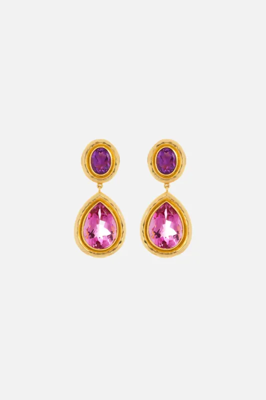 SANTORINI AMETHEST AND QUARTZ EARRINGS MULTI sold by Camilla