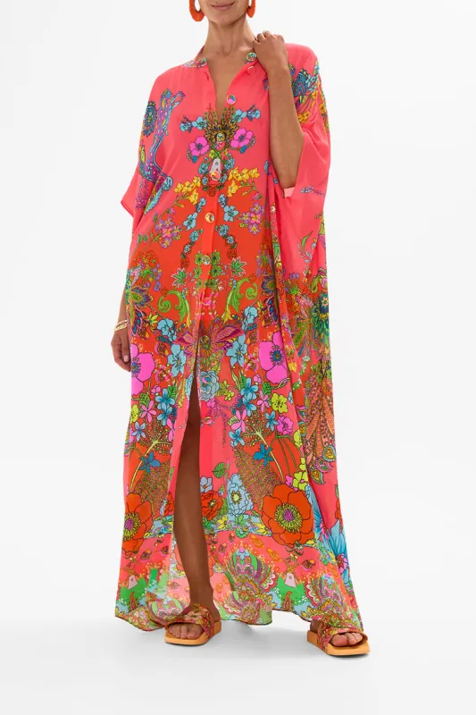 BUTTON THROUGH BATWING KAFTAN WINDMILLS AND WILDFLOWERS made by Camilla