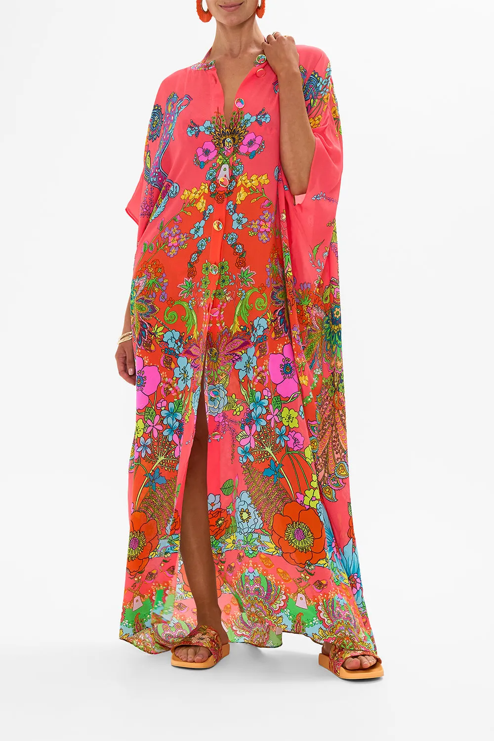 BUTTON THROUGH BATWING KAFTAN WINDMILLS AND WILDFLOWERS sold by Camilla