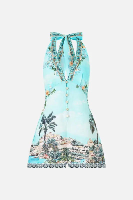 BUTTON FRONT HALTER PLAYSUIT BALEARIC BEBÉ made by Camilla