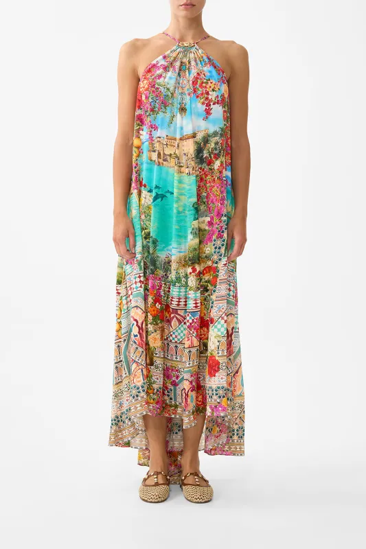 GATHER NECK HARDWARE MAXI DRESS MEET ME IN MALLORCA sold by Camilla