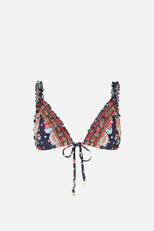 TRI BIKINI TOP W RUCHED EDGES DAUGHTERS OF DUENDE made by Camilla