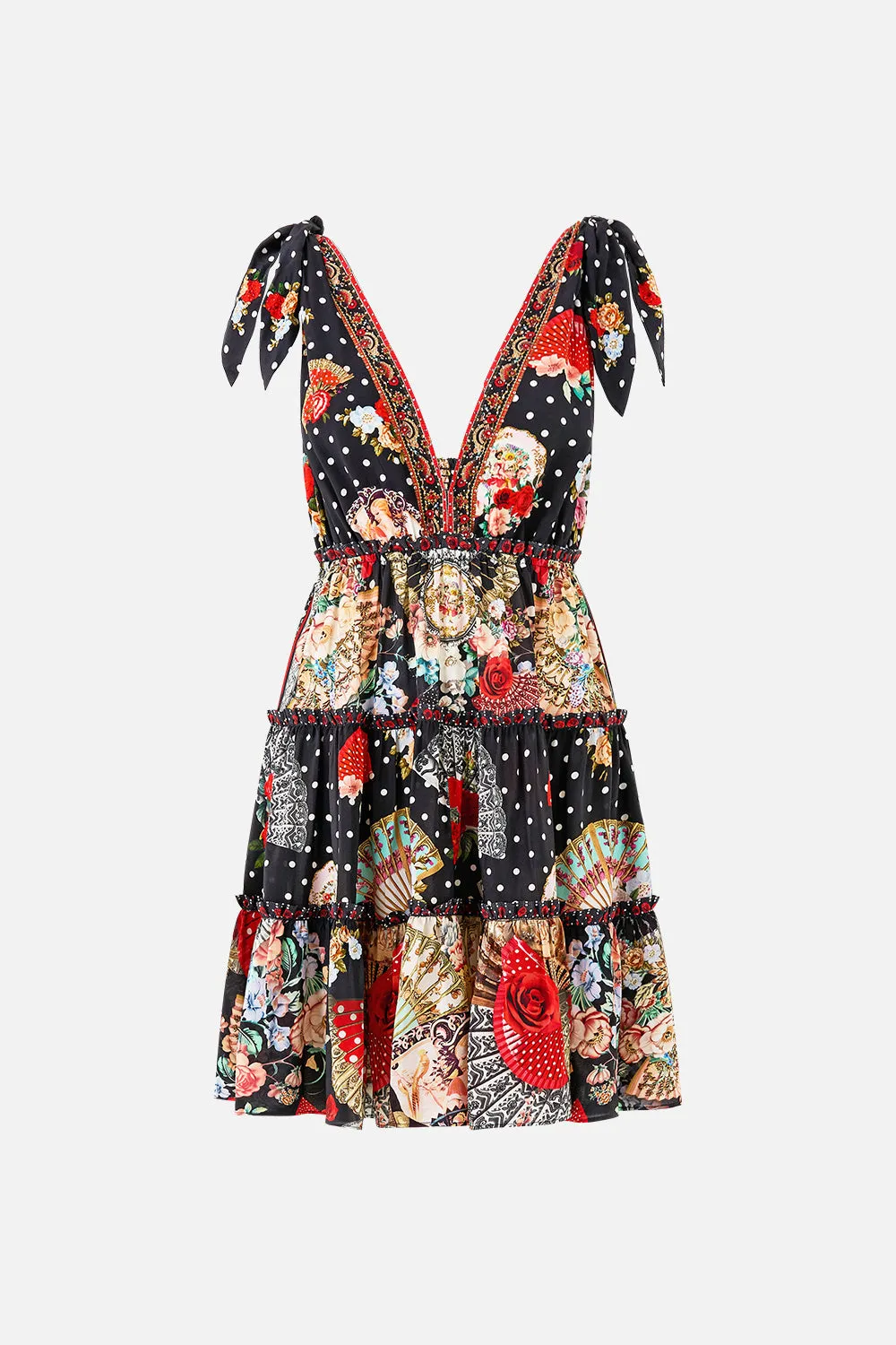 TIERED SHORT DRESS WITH SHOULDER TIES DAUGHTERS OF DUENDE sold by Camilla product image thumbnail 3