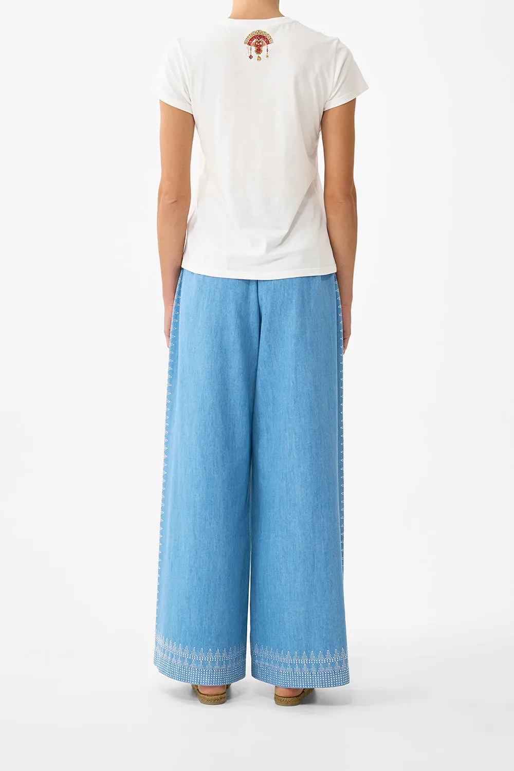 SLIM FIT ROUND NECK T-SHIRT - WHITE OLÉ OLÉ sold by Camilla product image thumbnail 2