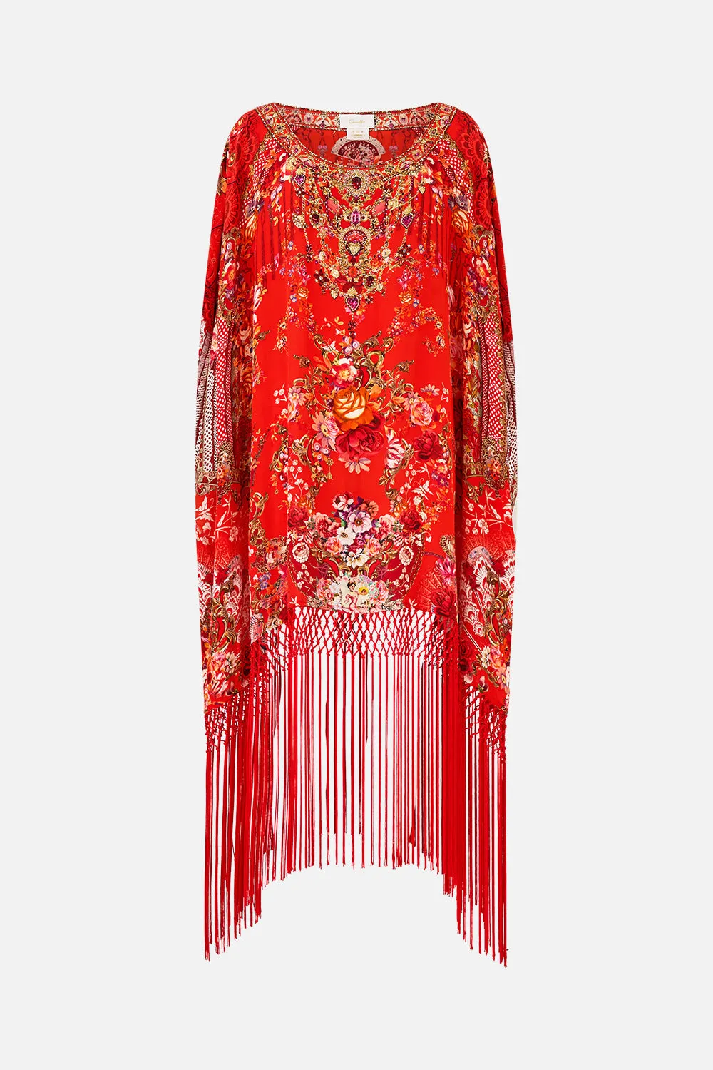 SHORT ROUND NECK KAFTAN WITH FRINGING OLÉ OLÉ sold by Camilla