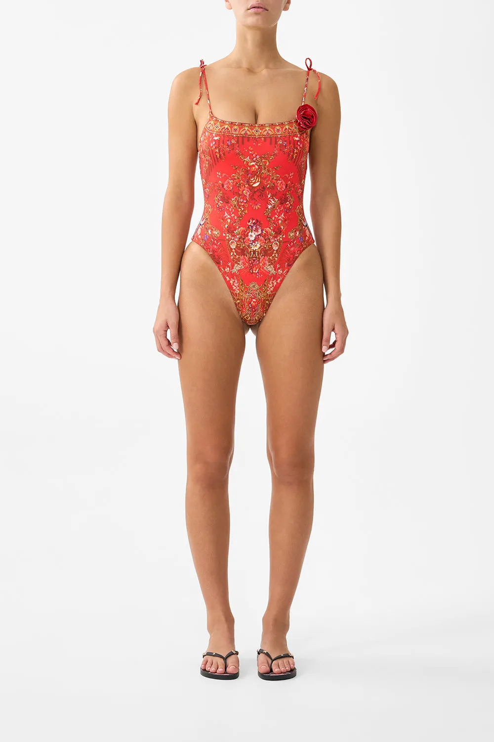 STRAIGHT NECK ONE PIECE WITH ROSETTE DETAIL OLÉ OLÉ sold by Camilla