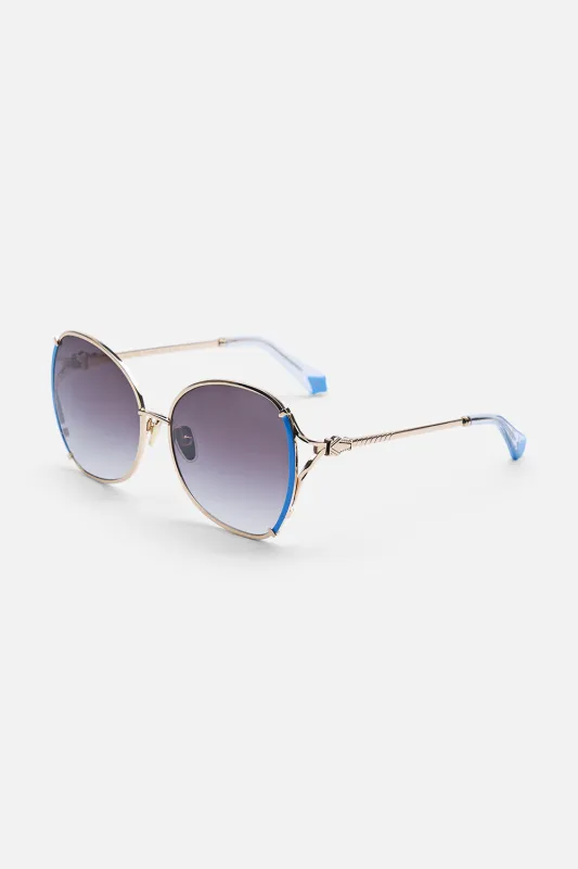 LADY LIBERTINE SUNGLASSES GOLD / BLUE made by Camilla