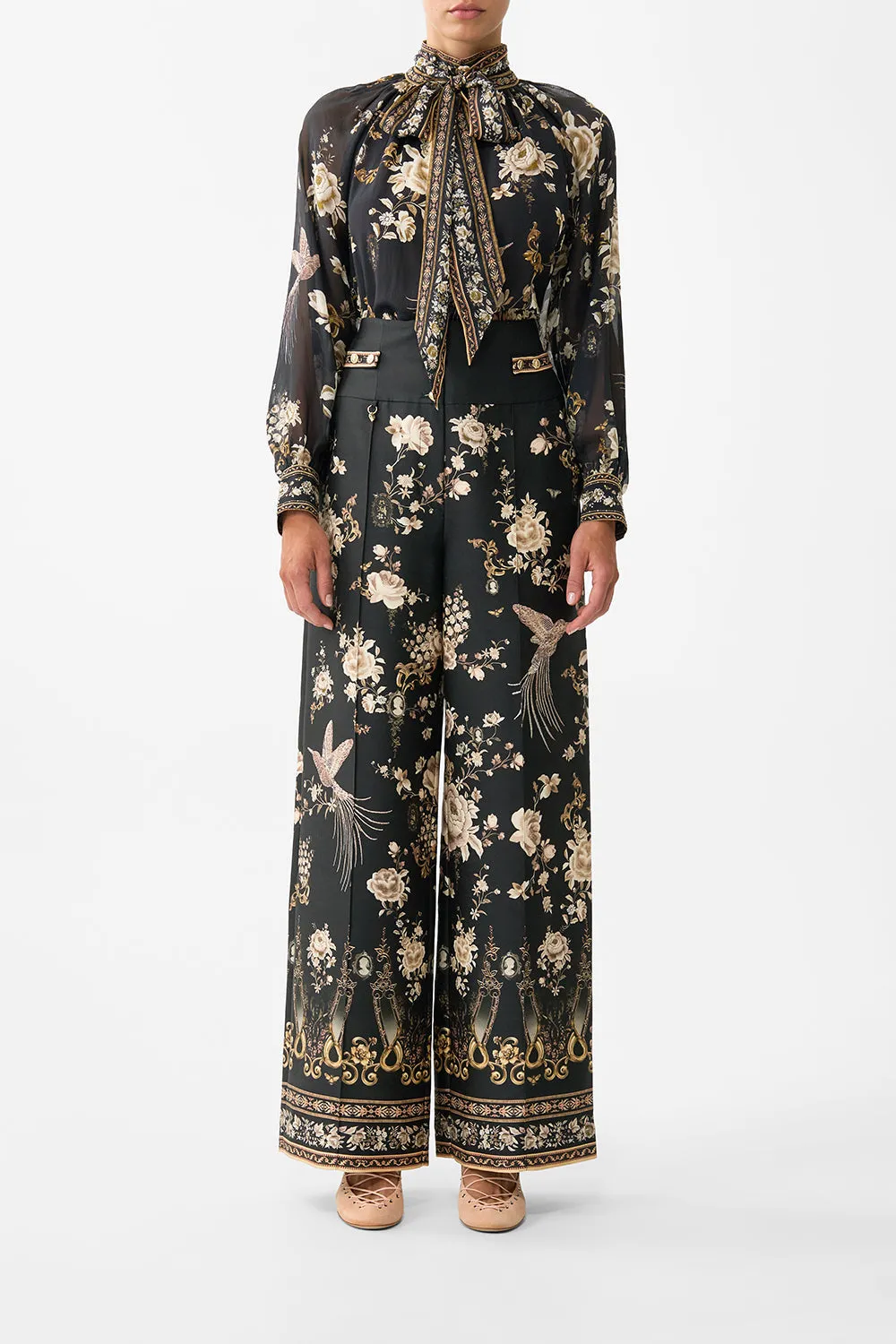 DETACHABLE PUSSY BOW RAGLAN BLOUSE FLAMENCO FOLKLORE sold by Camilla