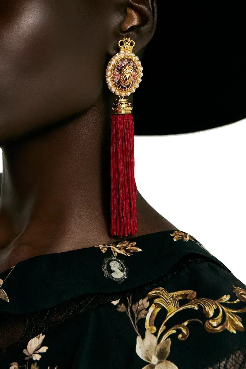 MY CAMEO ROMEO TASSEL EARRINGS GOLD sold by Camilla product image thumbnail 4