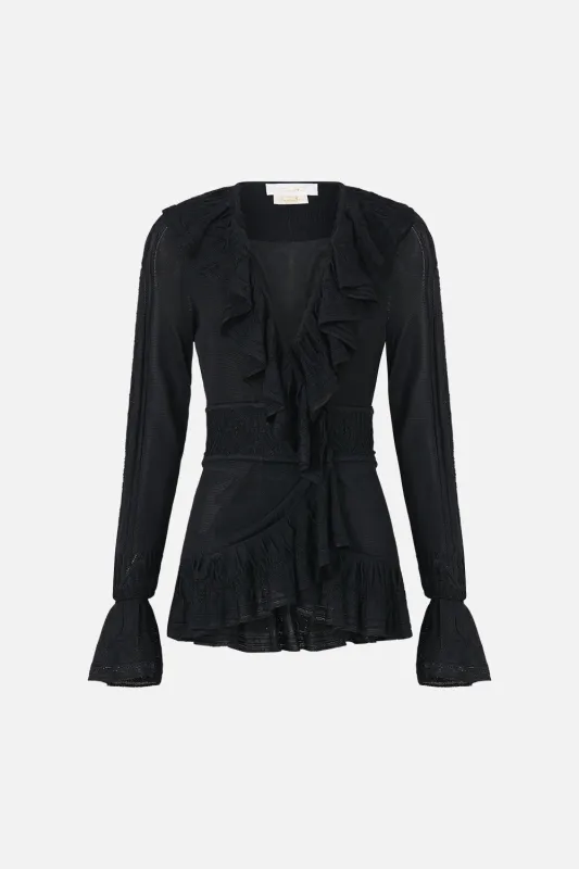 FRILL V NECK KNIT TOP FLAMENCO FOLKLORE sold by Camilla