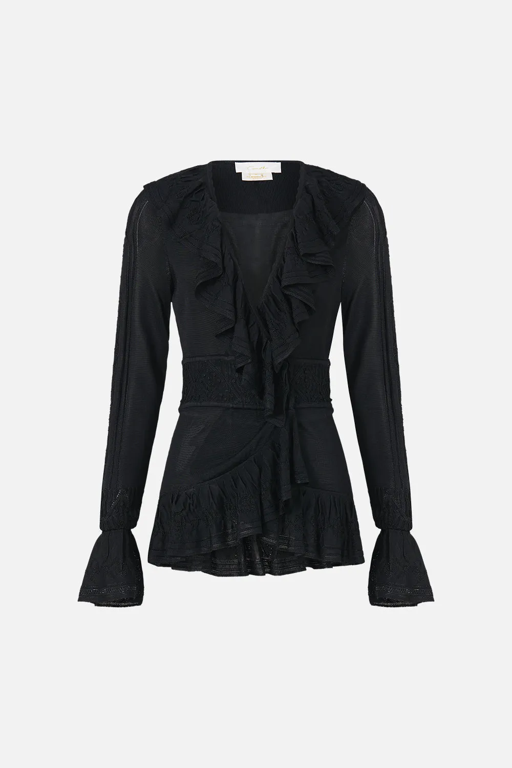 FRILL V NECK KNIT TOP FLAMENCO FOLKLORE sold by Camilla