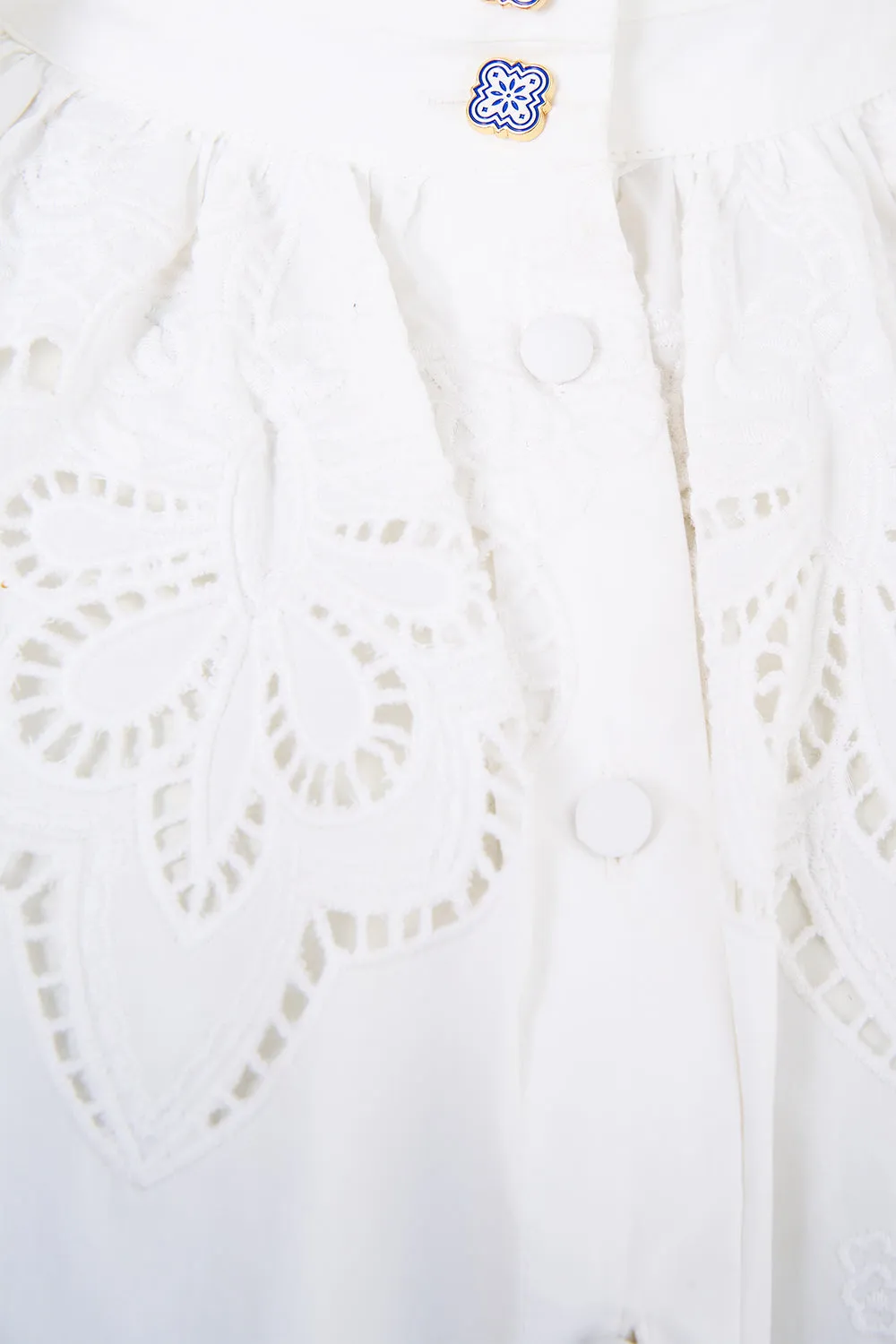 RELAXED BLOUSE WITH FRILL SLEEVE DETAIL - WHITE A TILED WONDERLAND sold by Camilla product image thumbnail 3