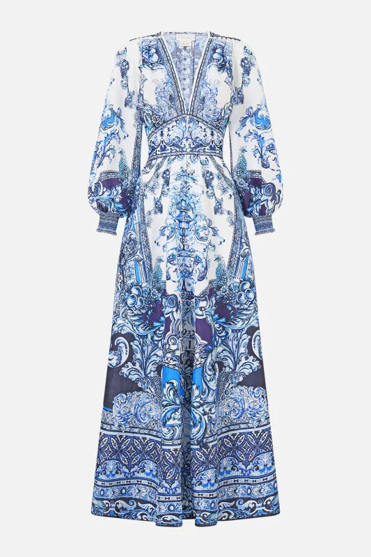 BUTTON DRESS WITH SHAPED WAISTBAND A TILED WONDERLAND made by Camilla