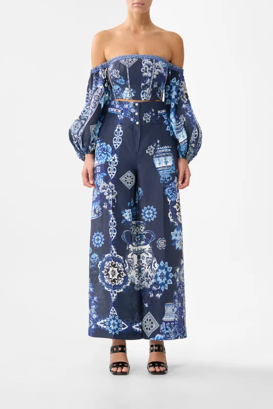 TAILORED PANT WITH WAIST BUTTON DETAIL A TILED WONDERLAND sold by Camilla